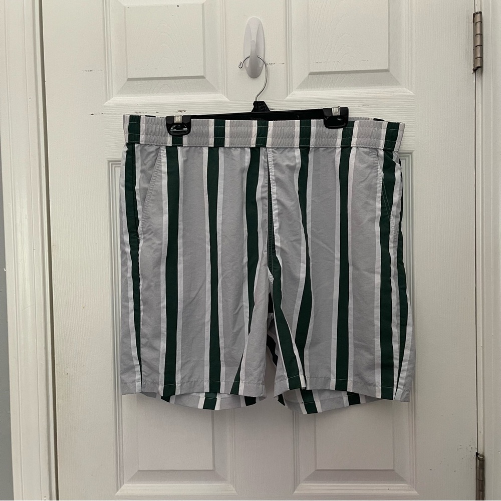 Original Use Green and Gray Striped Men's Swim Trunks from Target
